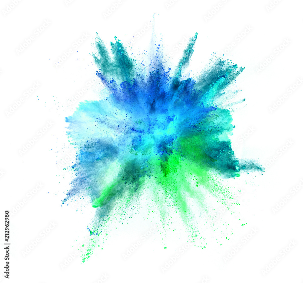 Explosion of coloured powder on white background Explosion of coloured powder on white background