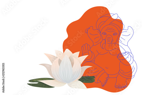 God Ganapati Lord vector Banner Template.