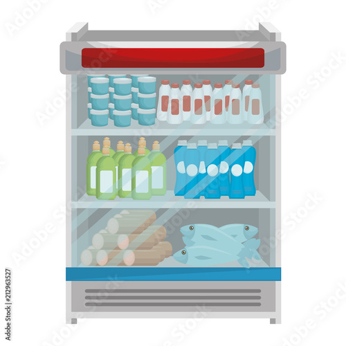 supermarket refrigerator with products vector illustration design