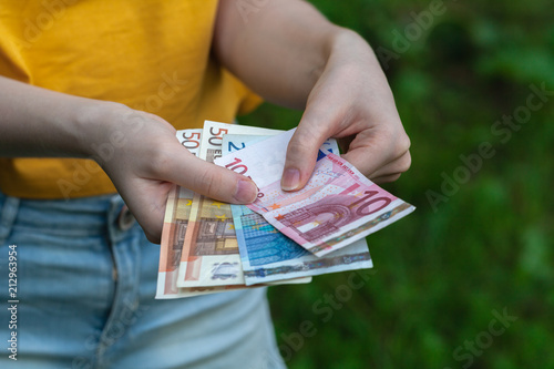 Banknotes in your pocket, euros in jeans.