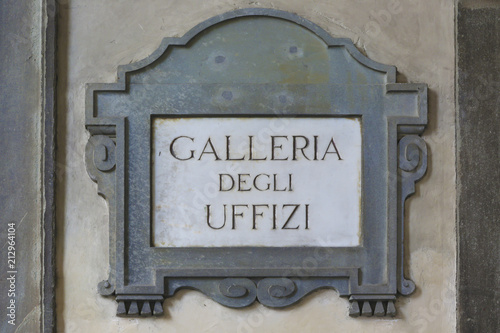 Plate of Galleria degli uffizi in Florence photo