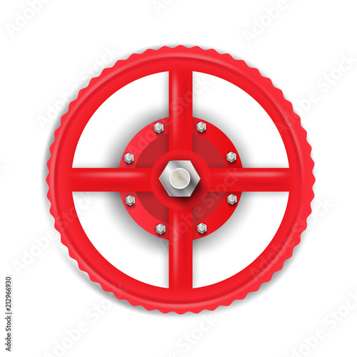 Red valve with bolt. Vector illustration 