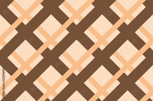 Traditional ornament with cells, squares for printing on fabric, textiles, home interior with different shades of brown, beige, pink. 