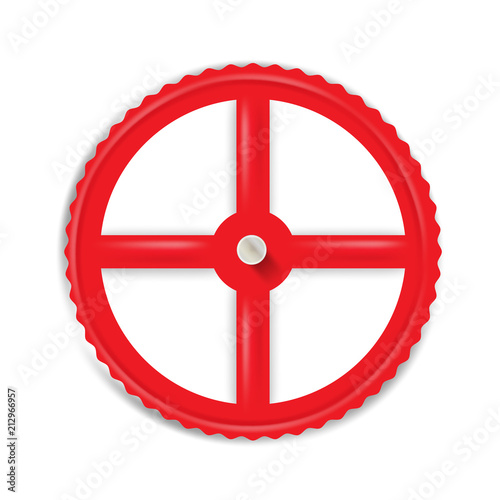 Red valve with bolt. Vector illustration 