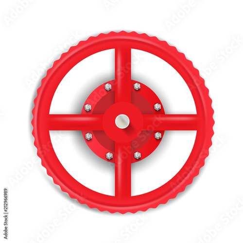 Red valve with bolt. Vector illustration 