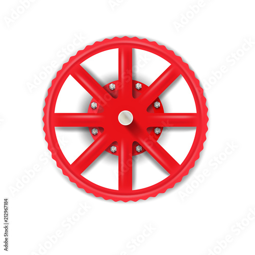 Red valve with bolt. Vector illustration 
