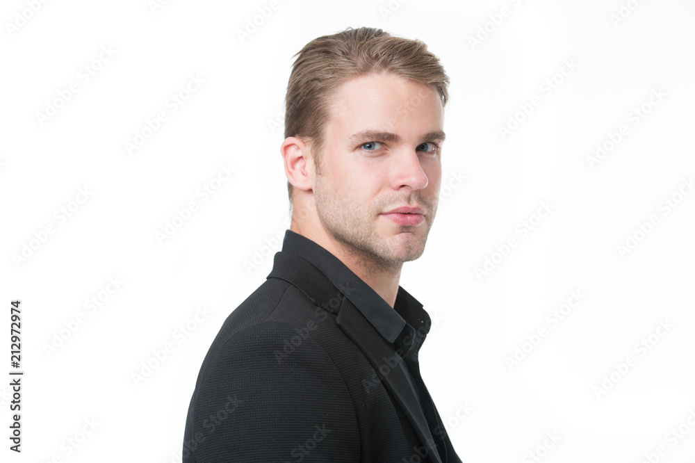 Taste in clothing. Man well groomed in formal outfit close up isolated white background. Business dress code means for men suit. Business dress code. Businessman gentleman dressed professional attire Taste in clothing. Man well groomed in formal outfit close up isolated white background. Business dress code means for men suit. Business dress code. Businessman gentleman dressed professional attire