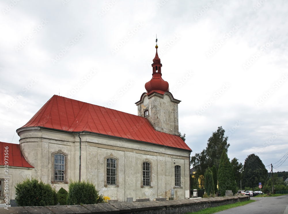 Church of Saint Lawrence (Svaty Vavrinec) in Prachen village. Bohemia. Czech Republic