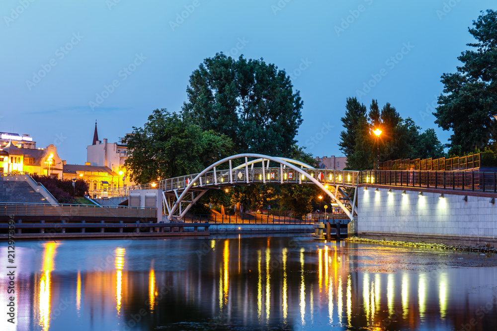 Architecture of Bydgoszcz city at sunset, Poland