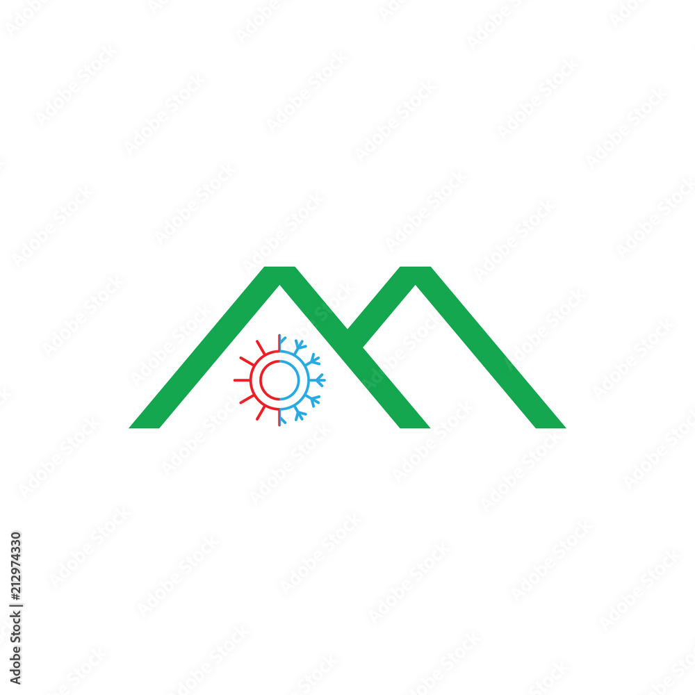 M logo letter with hot and cool roof vector design M logo letter with hot and cool roof vector design