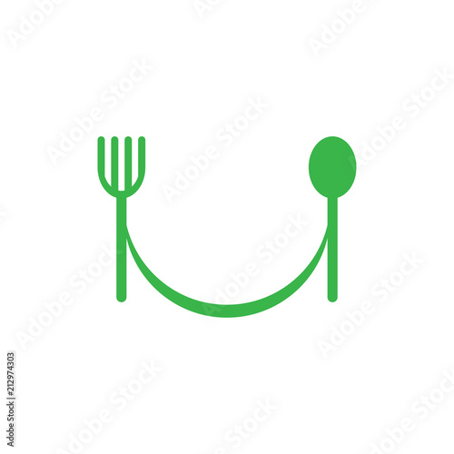 Fork and spoon logo with smile