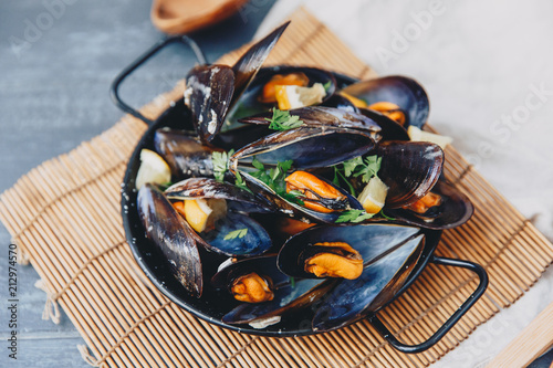 Delicious seafood fresh mussels