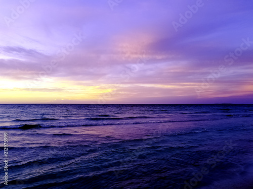 Dramatic sunset over the Cuban beach