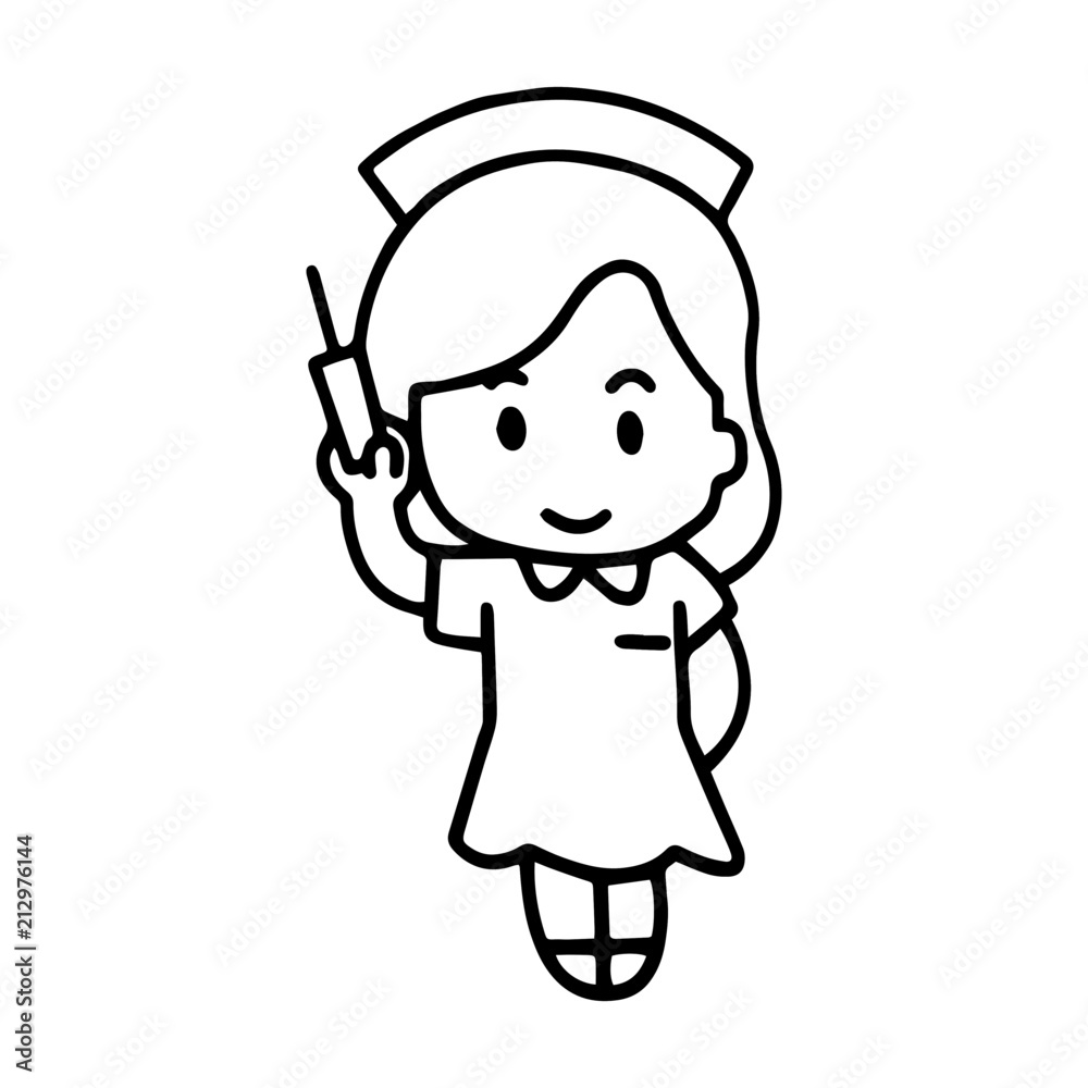 Nurse cartoon illustration isolated on white background for children color book Nurse cartoon illustration isolated on white background for children color book