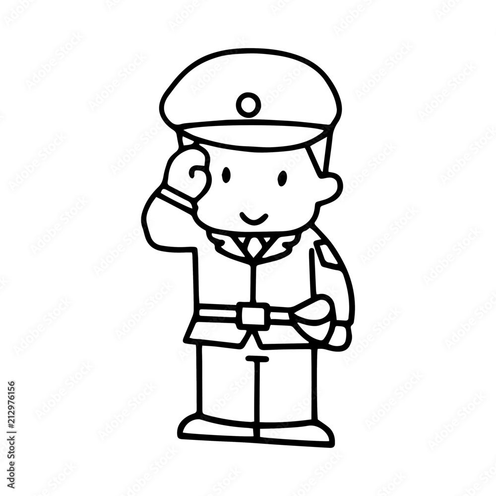 Policeman cartoon illustration isolated on white background for children color book Policeman cartoon illustration isolated on white background for children color book