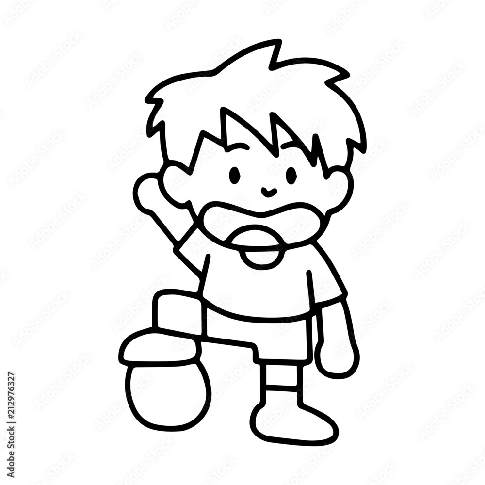 Sport Boy cartoon illustration isolated on white background for children color book