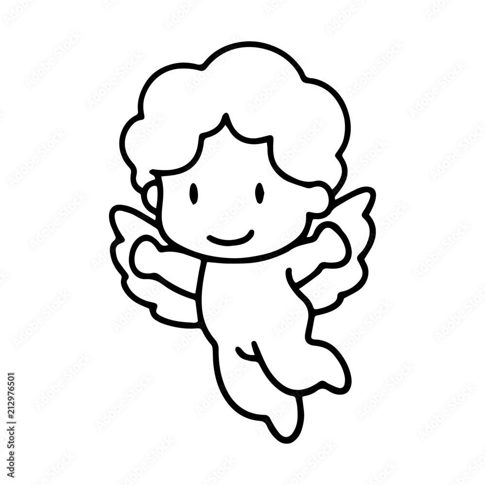 Cupid cartoon illustration isolated on white background for children color book