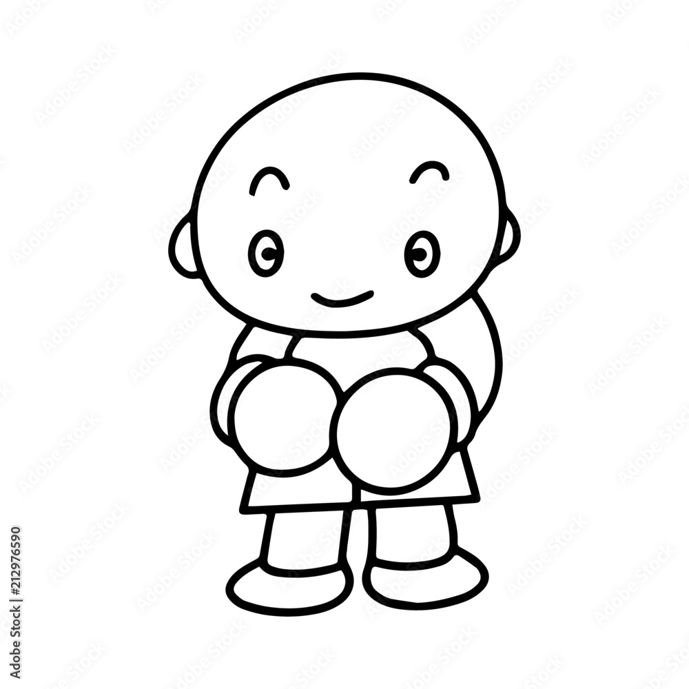 Boxing fighter cartoon illustration isolated on white background for children color book