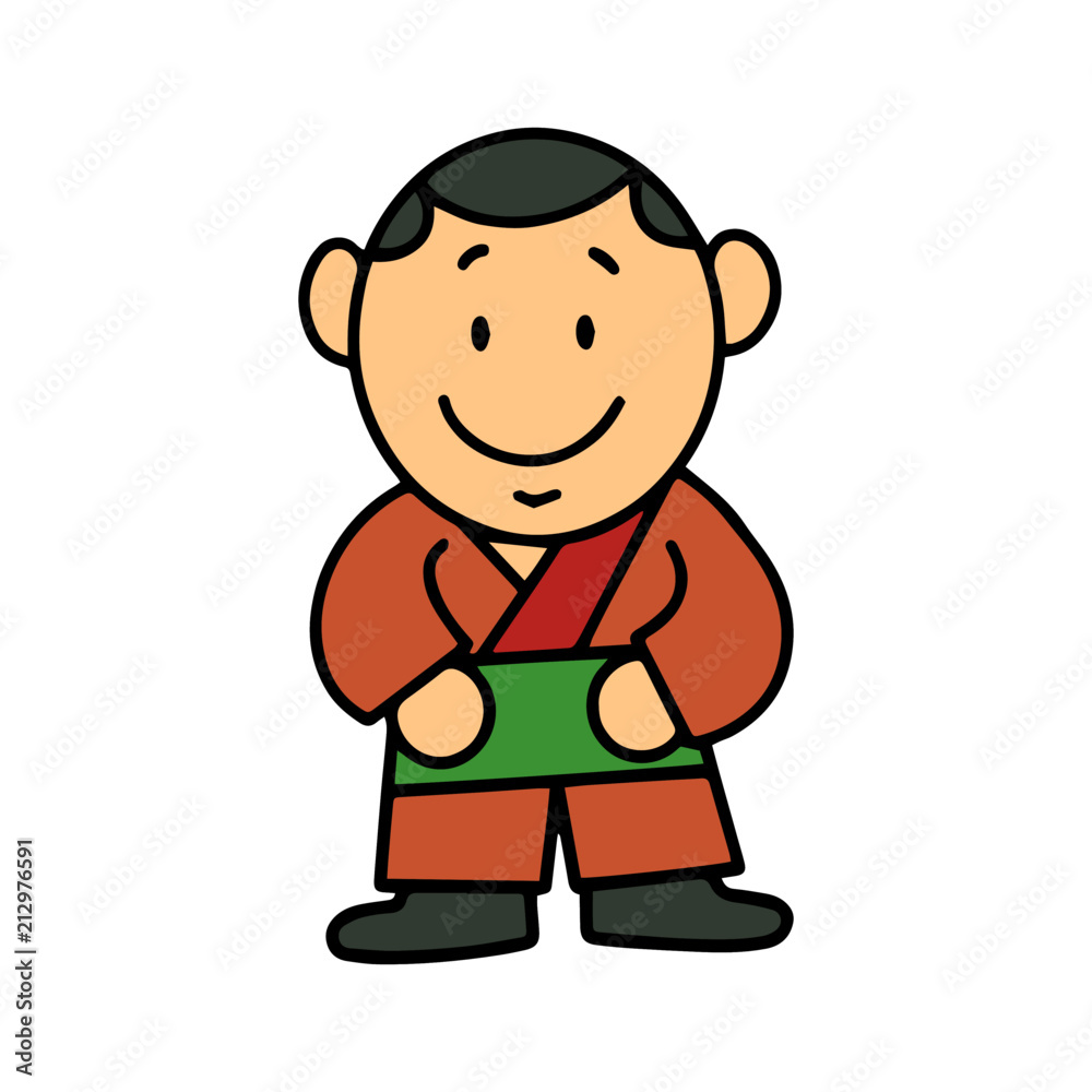 Waiter cartoon illustration isolated on white background for children color book