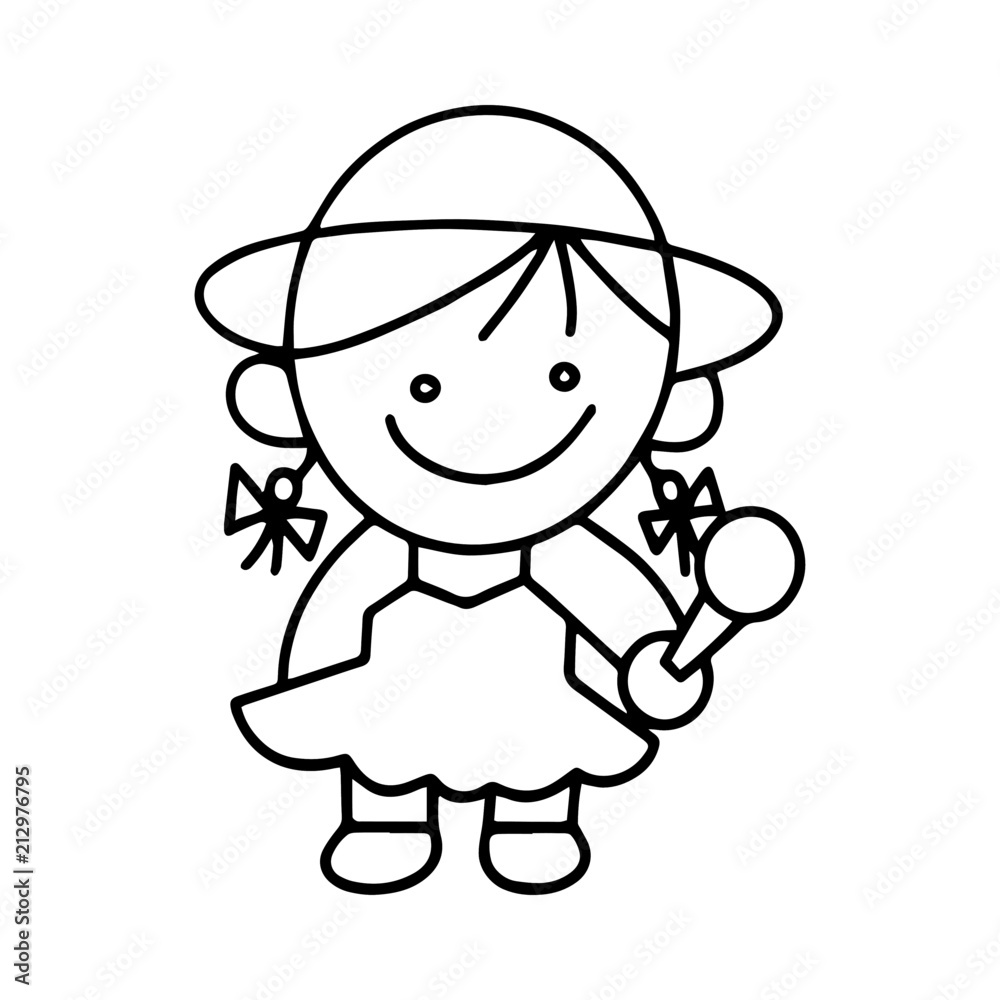 Singer cartoon illustration isolated on white background for children color book Singer cartoon illustration isolated on white background for children color book