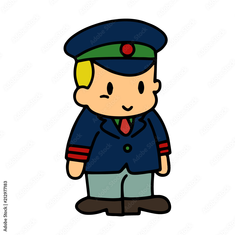 Fototapeta premium Ticket collector cartoon illustration isolated on white background for children color book