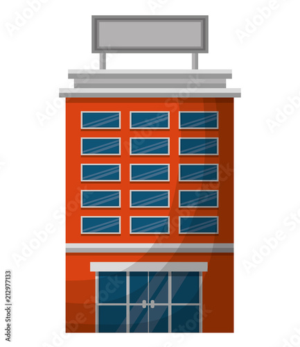 hotel building facade billboard in roof