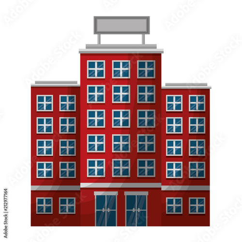 hotel building facade billboard in roof