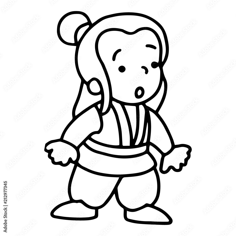 Obraz premium Classic Chinese kid cartoon illustration isolated on white background for children color book
