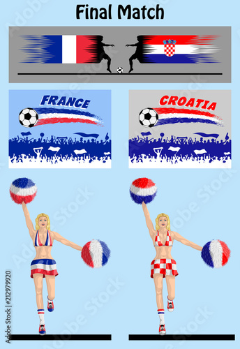 Final match of world championship 2018 between France and Croatia soccer teams