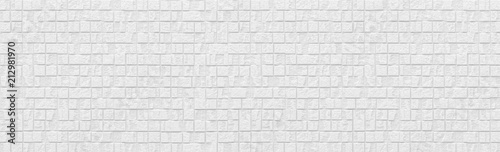 Panorama of white modern stone wall pattern and background