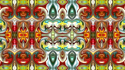 Colorful digital art, Oriental pattern, geometric texture, Mystical motif,  Abstract background, Fantastic design. © JoorJuna