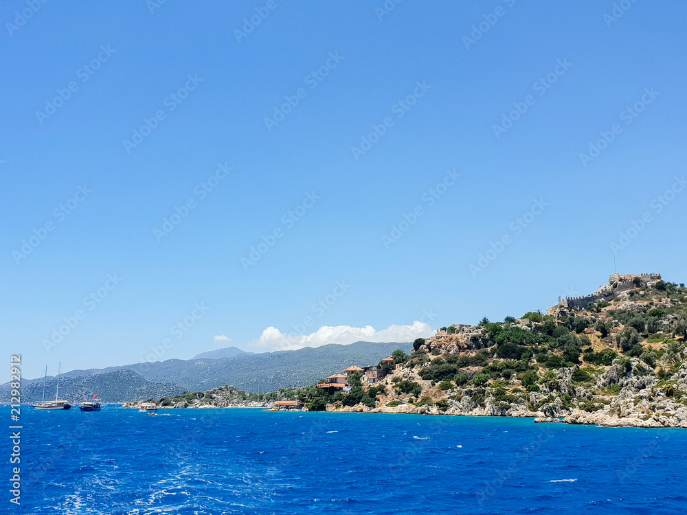 Beautiful Blue Sea on from yacht in Turkey