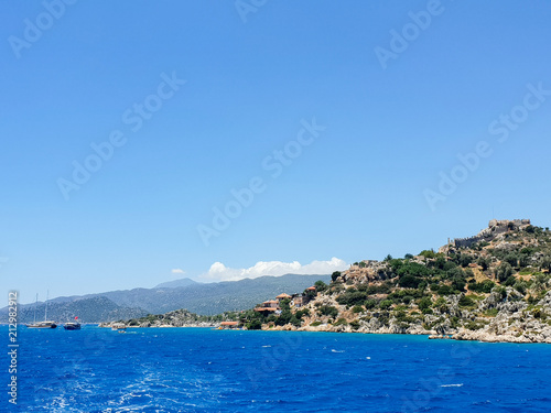 Beautiful Blue Sea on from yacht in Turkey