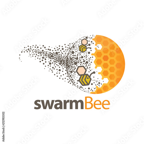 swarm bee logo vector element. bee vector template
