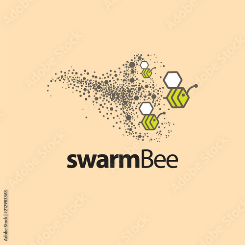 swarm bee logo vector element. bee vector templateq