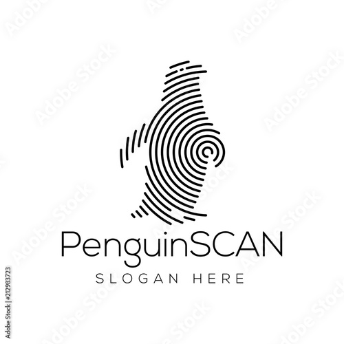 Penguin Scan technology logo vector element. Animal Technology Logo template