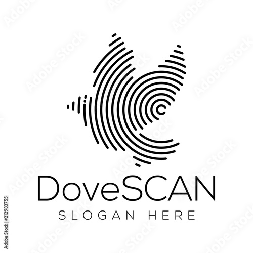 Dove Scan technology logo vector element. Animal Technology Logo template