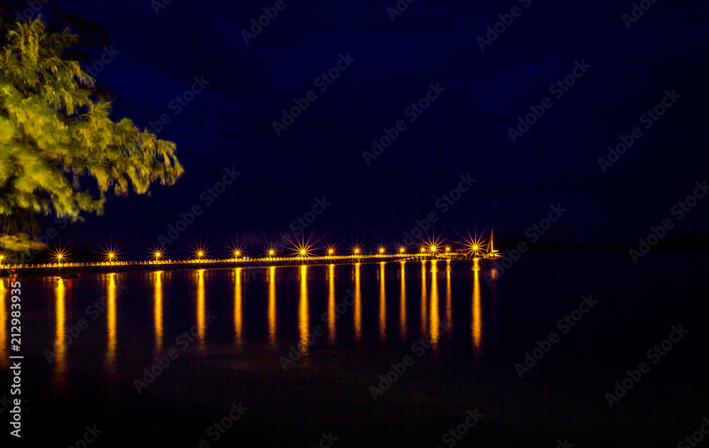 Nightlife lighting is beautiful, often seen by tourist attractions and residential areas by the sea.