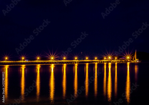Nightlife lighting is beautiful, often seen by tourist attractions and residential areas by the sea.