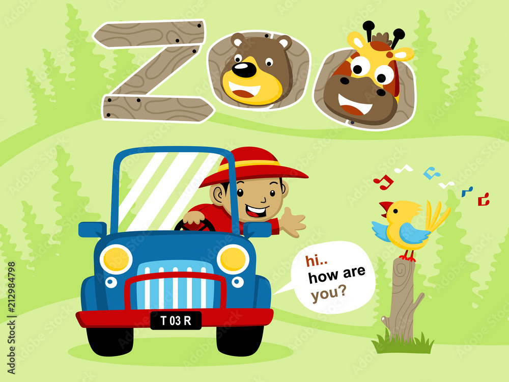 Vector cartoon of vacation to the zoo