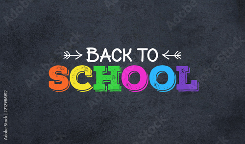 Back to School Colorful Text Over Blackboard Background, Widescreen