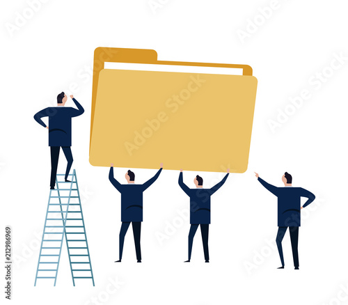 File management storage data folder business concept illustration. man team work working together © bakhtiarzein