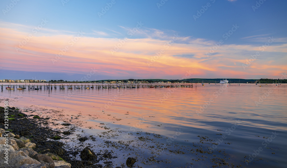 Sunset over Poole Harbour jetty