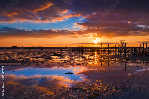 Sunset over Poole Harbour jetty