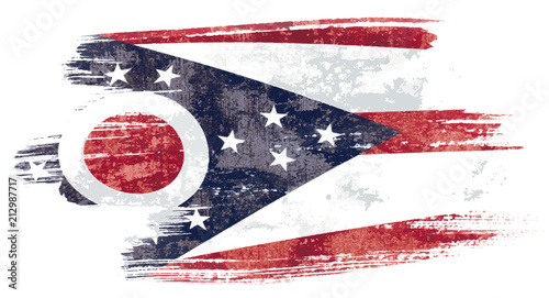 Art brush watercolor painting of Ohio flag blown in the wind isolated on white background eps 10 bector illustration.