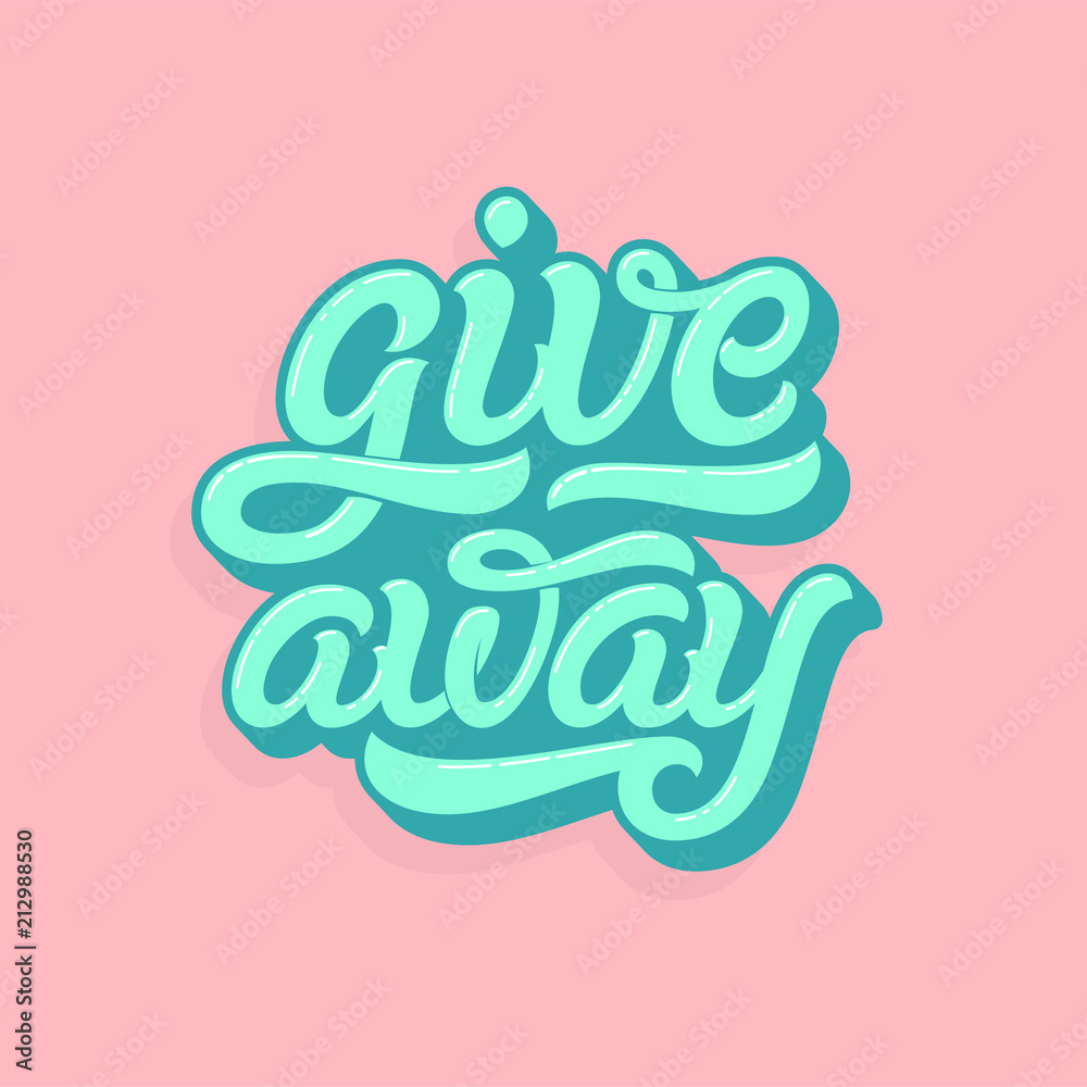 Giveaway lettering logo in soft colors. Punchy pastels style. Vector typography for print design, banners, posters, ad posts in social media. Vector template.