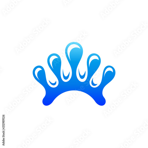 Water Crown Logo Design Template
