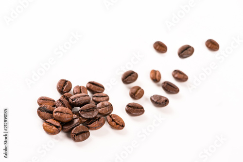 Coffee beans isolated on white background.