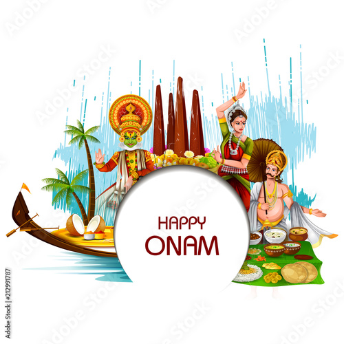 Happy Onam  holiday for South India festival background