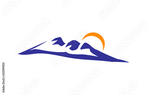 Blue mountain and Sun Logo